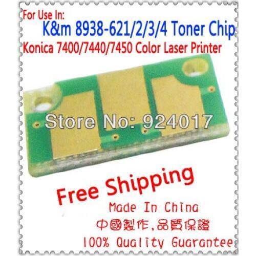 For Konica Minolta Magicolor QMS 7400 7440 7450 Color Printer Toner Drum Chip,8938-629 8938-630 8938-631 8938-632 Toner Chip