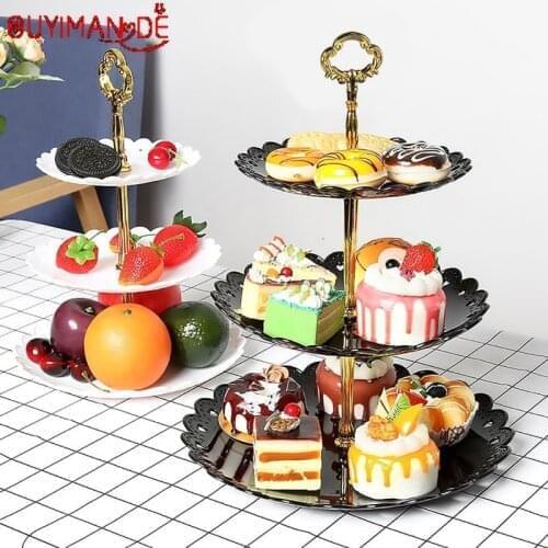 3 Layers Plastic Cake Stand Afternoon Tea Wedding Plates Party Tableware Bakeware Cake Shop Rack Dessert Snack Tray