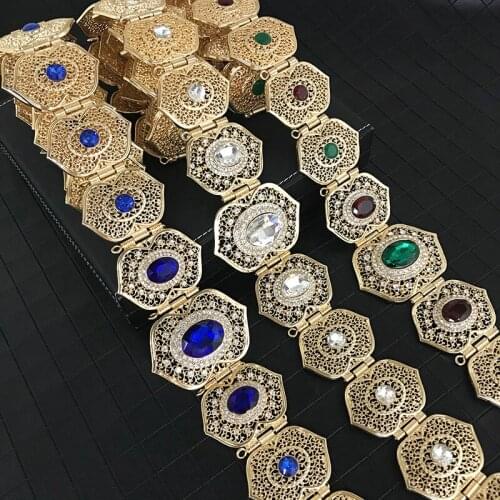 Vintage lady carving metal belt handmade Moroccan style adjustable length body chain woman with shiny gold waist chain jewelry