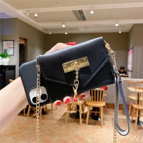 Wallet Phone Case For Samsung Galaxy Note 8 9 10 20 S6 S7 edge S8 S9 S10e S10 Lite S20 FE S21 Ultra Plus 5G Lanyard strap Cover