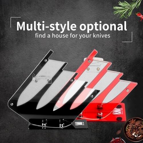 XYj Plastic Knife Holder Multifunctional Acrylic Kitchen High-Grade Tools Block For 4 5 Piece Ceramic Knives + 1pcs Peeler