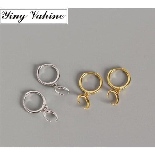Ying Vahine New Arrival 100% 925 Sterling Silver Exquisite Moon Pendant Small Stud Earrings for Women
