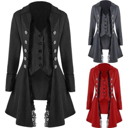 Coat Women Vintage Suit Jacket Long Vintage Steampunk Retro Tailcoat Button Breasted Gothic Victorian Frock Coat Gothic Coat