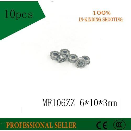 10pcs/Lot MF106ZZ MF106 ZZ 6x10x3mm ABEC-5 Miniature Flange Bearing Thin Wall Deep Groove Ball Radial Ball Bearing Brand New