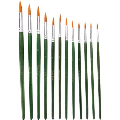 12pcs Acrylic Paint Brushes Pointed Paint Brushes Nylon Hair Watercolor Brush