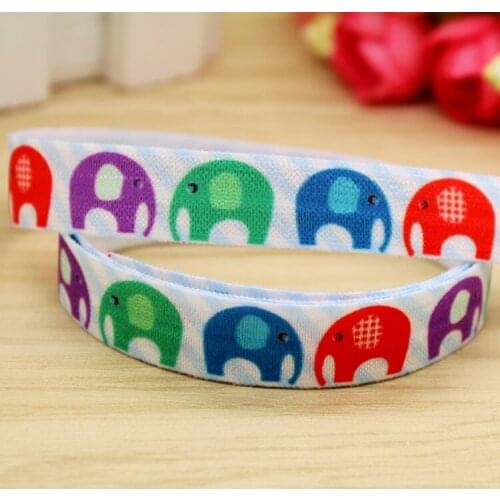 5/8'' Free shipping Fold Elastic FOE elephant printed headband headwear hairband diy decoration wholesale OEM P5875