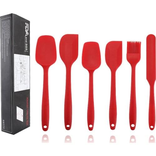 6Pcs/set Silicone Spatula Mixing Pastry Scraper Non Stick Butter Spreader Jar Blender Cooking Spatula Kitchen Baking Accessories