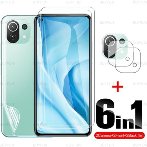 6-in-1 lens film for Xiaomi Mi 11 Lite 5G 6.55 inch HD front tempered glass+back hydrogel film for xiaomi xiomi xaomi mi 11 lite
