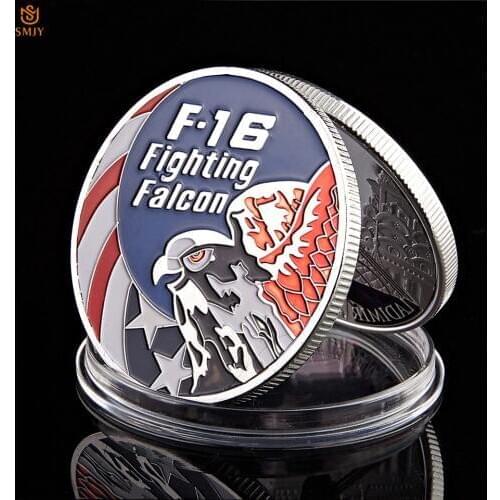 Silver Plated Souvenir Coin US Air Force F-16 Fight Falcon Military Coin American Challenge Coin Collection