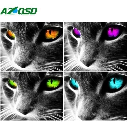AZQSD Unframe Paint By Number Canvas Painting Kits Cat DIY Handpainted Gift Coloring By Numbers Animal Home Decoration