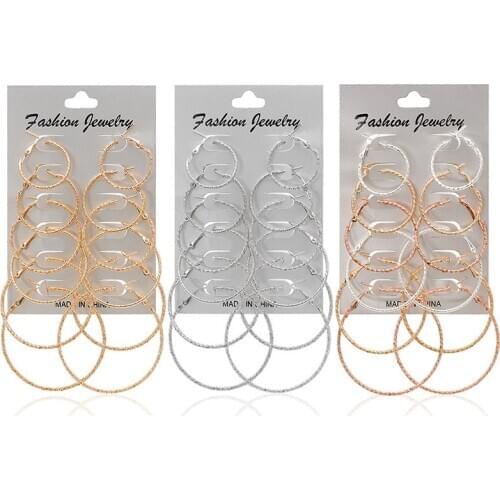 LATS Large and Small Circle Earring 6 PCS/Set Hoop Earrings for Women Rock Punk Exaggerated Earings 2020 Brincos Fashion Jewelry