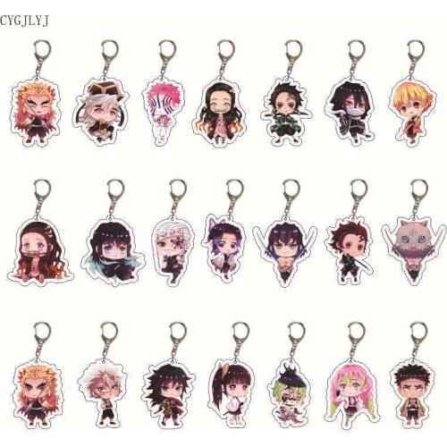 21pcs Anime Demon Slayer Keychain Arcylic Pendant Kimetsu No Yaiba Key Chain Cartoon Figure Anime Accessories Gifts For Fans
