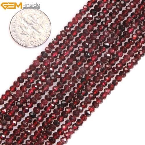 Gem-inside Natural AAA Grade Red Wine Garnet Faceted Beads Rondelle Heishi Spacer Beads For Jewelry Making 15" DIY