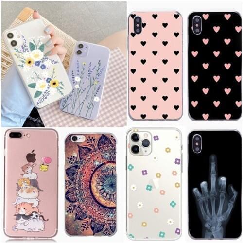 Case For Apple iPhone 11 Pro 6 6s 7 8 Plus X XR XS Max SE 2020 5 5S Cartoon Love Heart Soft Cover For iphone 11 TPU Back Cases