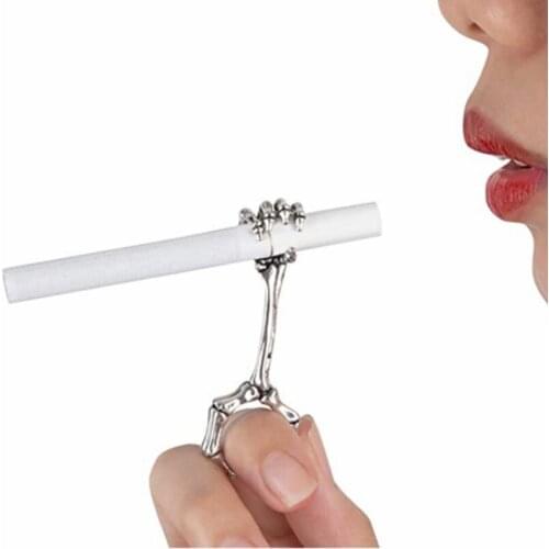 Elegant Cigarette Finger Holder Rings Vintage Skeleton Hand Smoker Holder Unisex R7RF