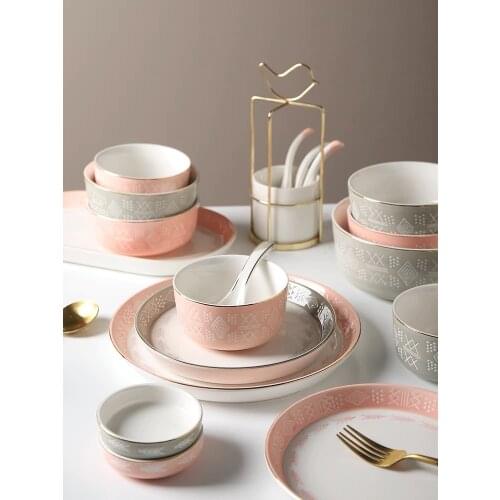 Porcelain Tableware Dinner Plates Set Dishes Steak Food Plate Salad Soup Bowl Dinnerware Set of 4/6 Restaurant Hotel