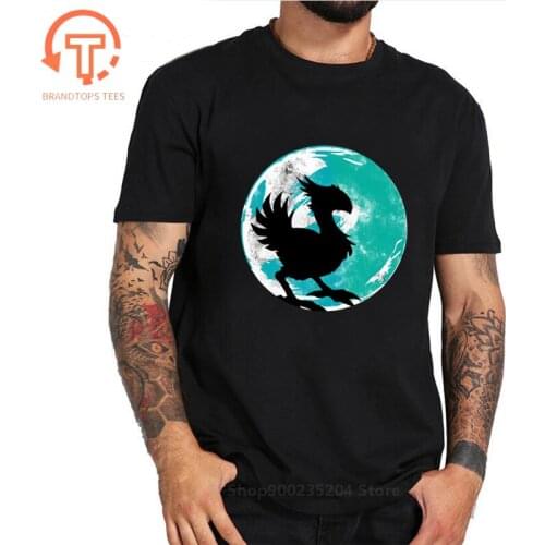 Final Fantasy PS Game Shirt Chocobos Mens Summer O Neck Cheap Tee Male Oversize Top Cute Bird Summer Blue Earth Guys Tee Shirts