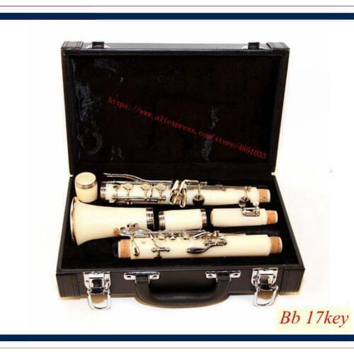 Clarinet NEW 17 Key of Bb White Student Band Clarinet B Flat WHITE with Deluxe Case