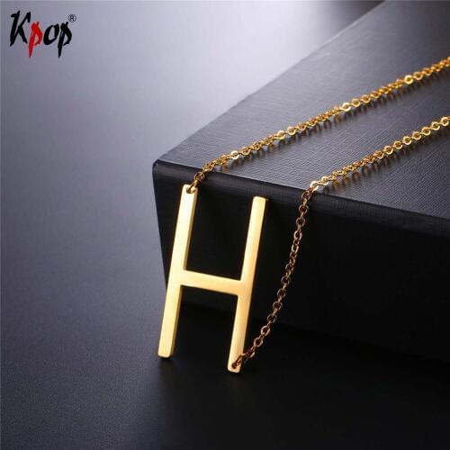 Kpop Stainless Steel Letter H Pendant With Chain Choker Gold/Black Color For Man/Woman Clavicle Chain Necklace Jewelry P2609