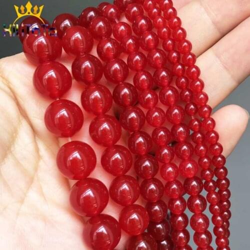 Natural Stone Beads Round Red Jades Loose Spacer Beads For Jewelry Making DIY Bracelet Earrings Accessories 15'' 4/6/8/10/12mm