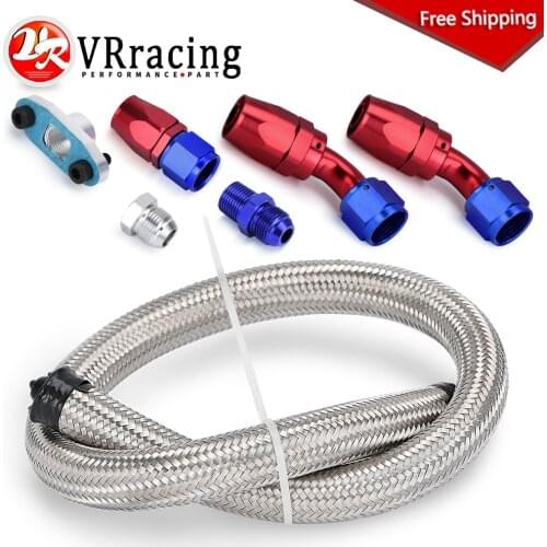 10AN TTurbocharger Oil Drain Return Line For T3 T4 T04E T70 T60 T61 GT35 AN10 blue and red VR-TOL12