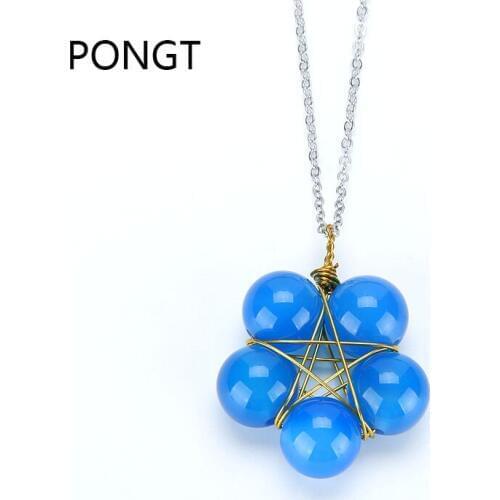 Fashion natural stone Purple stone pendant Onyx healing crystals necklace Pure hand-wound quartz Flower Pendant Necklace women