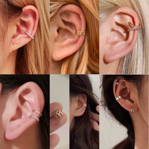 Fashion Simple Cross Clip Earrings For Women Girls Cute Gold Silver Color Punk Ear Cuff Clip Without Piercing Jewerly