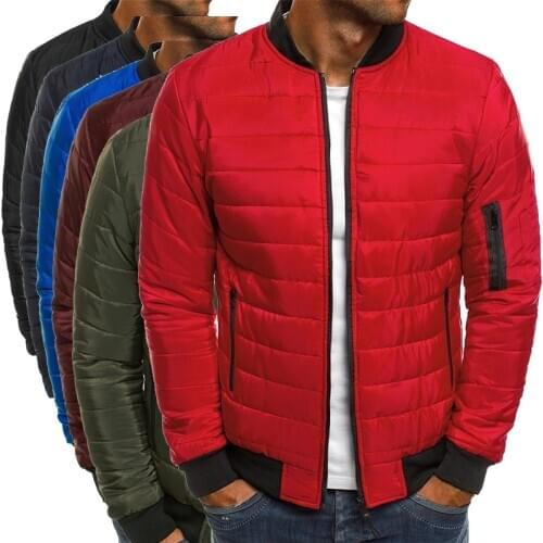 2020 Men Cotton Winter New Solid Color Jacket Male Fashion Lingge Stand-up Collar Warm Cotton Clothes