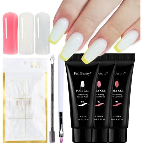 Poly Manicure Gel Set Fast Building Nails Extension Color Gel Acrylic Nail Forms Brush Finger Builder Shape Primer Kit BE1809-2
