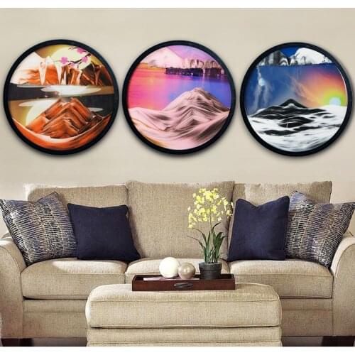 7/16inch Wall Hanging Moving Sand Painting Art Picture Round Glass Deep Sea Sandscape In Motion Flowing Sand Frame Sand Painting