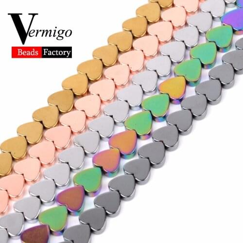 Natural Stone Rose Gold Love Heart Hematite Beads For Needlework Jewelry Making 8mm Spacer Beads Fit Diy Necklace Accessories