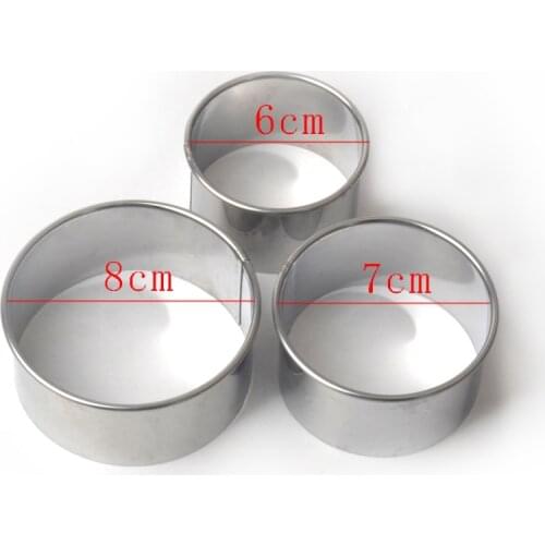 NEW 3 ROSTI FOOD RINGS & STAMP PRESS MOULD SHAPER STAINLESS STEEL ROUND SIL