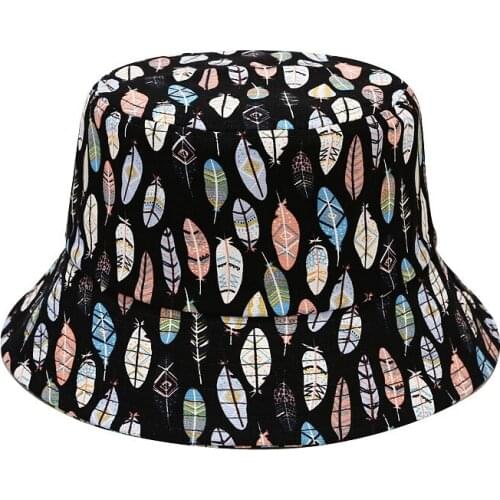 New Street Trend Bucket Hat Cartoon Feather Design Basin Hat Men and Women Reversible Outdoor Travel Sunshade Hat Fisherman Hat