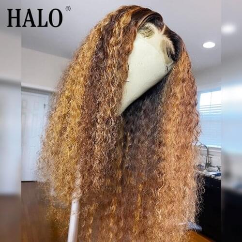 4x4 5x5 Deep Wave Lace Frontal Wigs 4/27 Colored 32 Inch Highlight Ombre Lace Front Wig Cheap Remy Hair For Black Woman Hair Wig