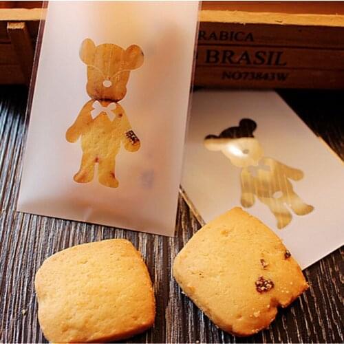 500pcs Lovely Bear Plastic Bags Self Adhesive DIY Candy Cookie Bags Wedding Birthday Party Decor Gift Bag Biscuit Baking Packing