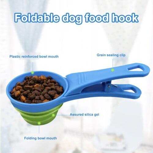 118ml Portable Multifunctional Folding Silicone Dog Bowl Feeder Pet Food Container Measuring Cup Spoon Dogs Feed Storage Tool