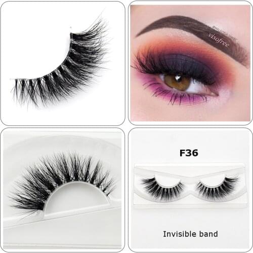 Visofree Lashes 3D Mink Strip Lash Reusable False Eyelashes Dramatic Lashes Lightweight Invisible Band Eye Lashes F205