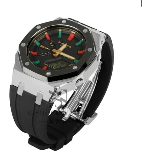 Rubber Strap for Casio G-shock GA-2100 GA2110 watch band stainless steel frame bezel for casio GA-2100-1A GA-2100-4A wristband