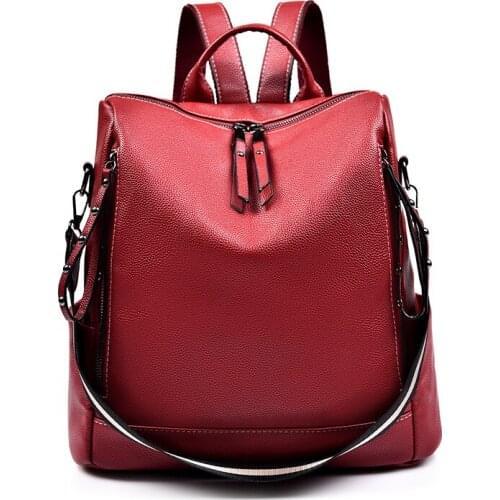 Girl Backpacks Large Capacity Travelling Backpacks for Women New Genuine Leather Soft Sheepskin Backpacks College