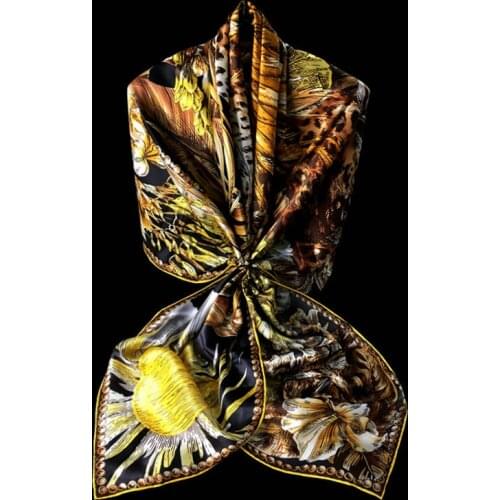 Mulberry Silk Scarf Women For Lady Shawl Printed Large Size Big Wrap Hijab Fashion Foulard Natural Real 100% Silk Square Scarf
