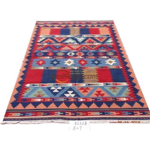 Handmade wool kilim rugs living room rug bedroon bedside blanket corridor KL22B 5X7 gc6kliyg5
