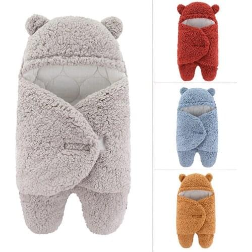 Baby cuddle split leg sleeping bag Baby swaddle autumn/winter thick cashmere newborn towel cartoon baby wrap baby clothes girl