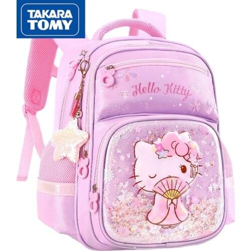 TAKARA TOMY fashion cute cartoon Hello Kitty ridge relief shoulder bag simple and comfortable waterproof childrens school bag
