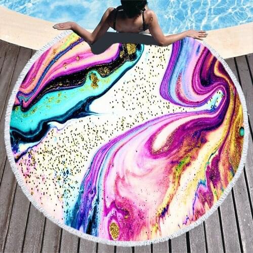 Comfortable Colorful abstract marble print beach towel yoga mat cotton beach mat camping throw bathroom towel blanket