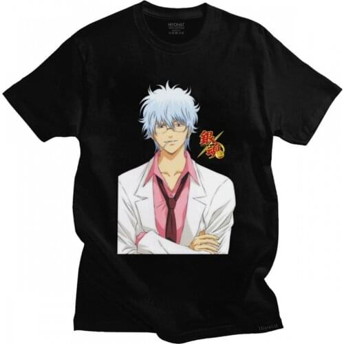 Unique Male Japanese Manga Gintama T Shirts Short Sleeves O-neck Cotton T-shirt Graphic Anime Gintoki Sakata Tee Tops Clothing