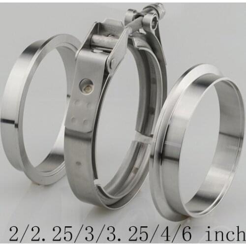V-Band Clamp 2/2.25/3/3.25/4/6 inch Male/Female Flange Kit V-band Stainless Steel Turbo Exhaust Pipes Car Accessories