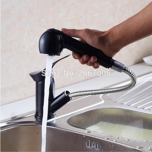 GIZERO Kitchen Pull out Faucet Sink Mixer Single Level Flexible Mixer Deck Mount with Hot and Cold Water Torneira ZR353