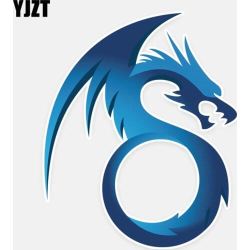 YJZT 12.8CM*15.5CM Blue Stereoscopic Dragon Fashion Decal Car Sticker PVC 5-1065