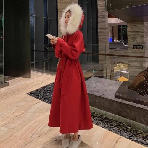 Women Blend Autumn Winter Turn-Down Collar Long Wool Coat Female Warm Jacket Vintage Female Overcoat Casual Windbreake Outwears