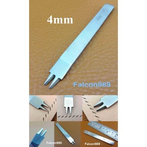1pc 4mm 2prongs French Style leather Craft Lacing Chisel Pricking Iron Punch Tool Carving Stamping Knife Cutter Creaser Awl